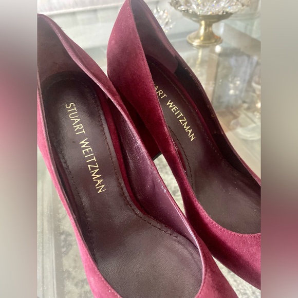 Stuart Weitzman Mary Bordeaux Block Heel Pump Size 7 M - Picture 3 of 5